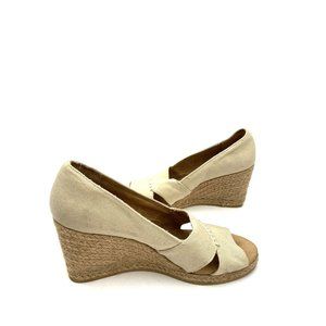 G.H Bass & Co Platform Wedges Womens 10 M Beige Canvas Open Toe Slip